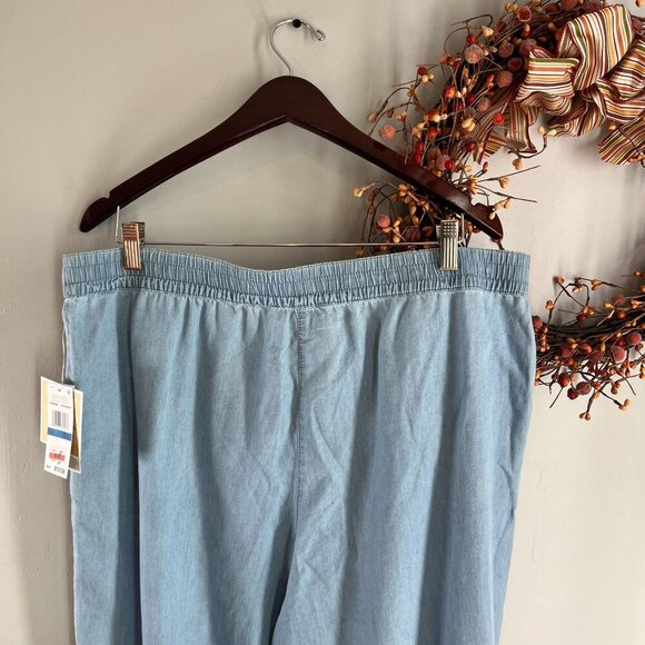 Michael Michael Kors Petite Chambray Elastic-Back Wide-Leg Pants PXL Sky Blue Wa - Picture 6 of 11
